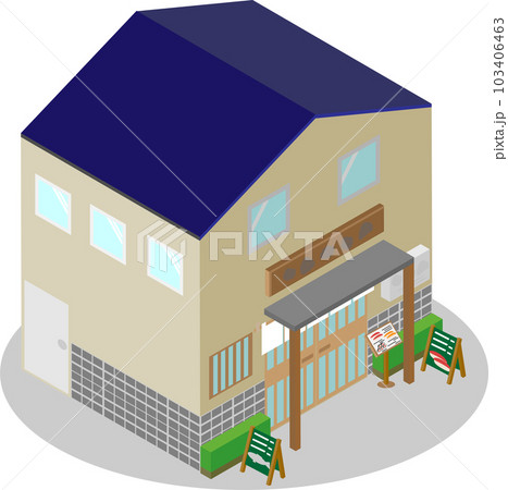 アイソメトリックな寿司屋の建物 103406463