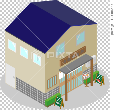 アイソメトリックな寿司屋の建物 103406463