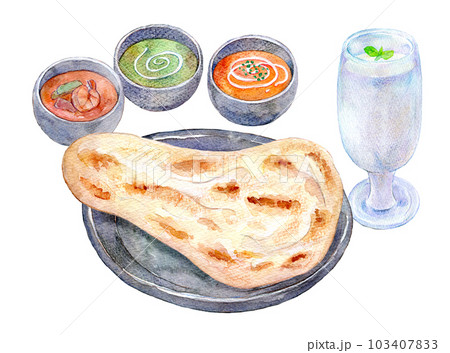 カレーセット　多国籍　水彩イラスト 103407833
