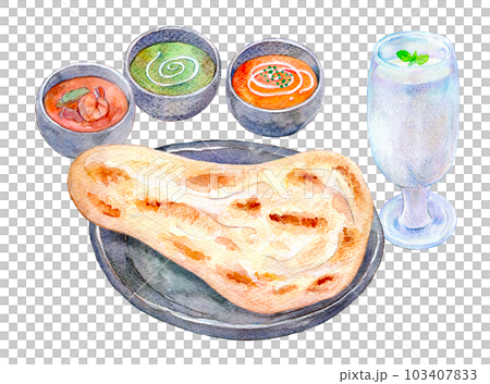 カレーセット　多国籍　水彩イラスト 103407833