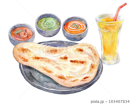 カレーセット　多国籍　水彩イラスト 103407834
