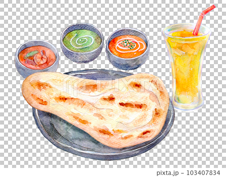 カレーセット　多国籍　水彩イラスト 103407834