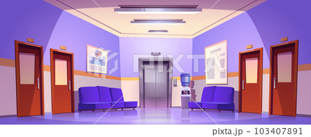Hospital corridor interior door vector background 103407891