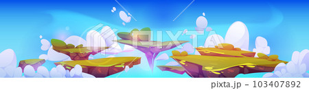 Island floating in sky fantasy game background Island floating in sky fantasy game background 103407892