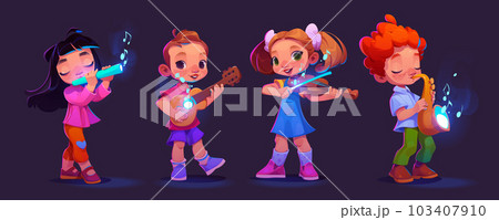 Children playing music instruments 103407910