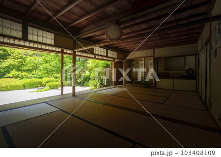 京都　新緑の詩仙堂　額縁庭園 103408109