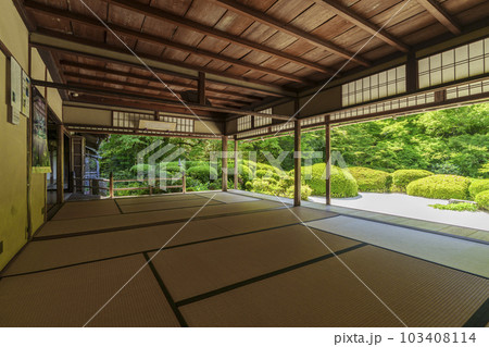 京都　新緑の詩仙堂　額縁庭園 103408114