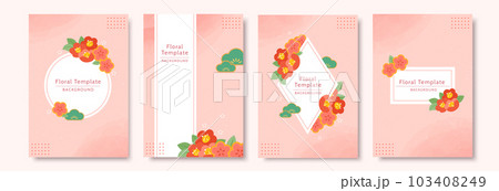 Pink floral brochure template set 103408249