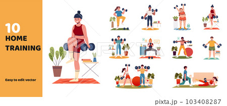 Working out at home element set 103408287