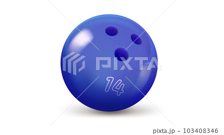 Blue bowling ball isolated on white background. 3d vector illustration 103408346