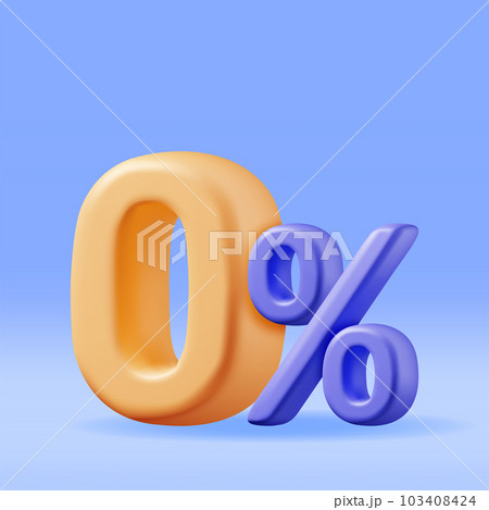 3D Realistic Zero Percent Sign Icon 103408424