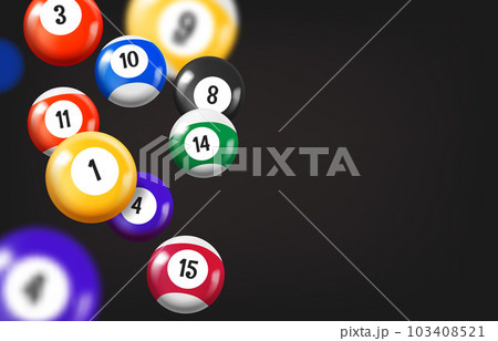 Falling pool billiard balls. 3d vector banner with copy space 103408521