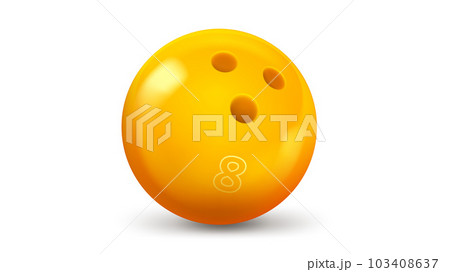 Yellow bowling ball isolated on white background. 3d vector illustration 103408637
