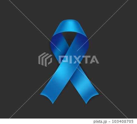 Prostate cancer awareness month symbol. Blue ribbon isolated on black background Prostate cancer awareness month symbol. Blue ribbon isolated on black background 103408705