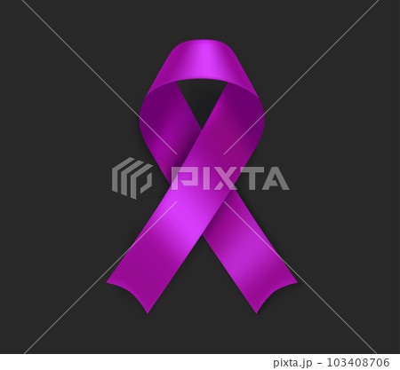 Pancreatic cancer awareness symbol. Purple ribbon isolated on black background Pancreatic cancer awareness symbol. Purple ribbon isolated on black background 103408706