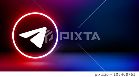 Banner with shining neon frame and airplane icon. 3d vector banner with copy space Banner with shining neon frame and airplane icon. 3d vector banner with copy space 103408763