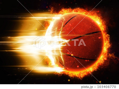爆発する火炎のバスケットボールのボール 103408770
