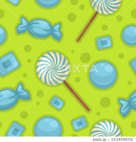 Sweets and candies in wrapping, seamless print 103409058