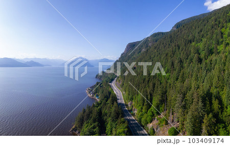 Sea to Sky Highway with Mountain Landscape on Pacific Ocean Coast. Sea to Sky Highway with Mountain Landscape on Pacific Ocean Coast. 103409174
