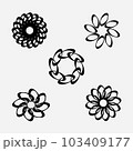 set of black flower made from repeated letter o flat simple design. well use for design element 103409177