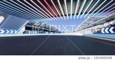 3d Moving racetrack with arrow neon light decoration 3d Moving racetrack with arrow neon light decoration 103409298
