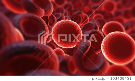 Microscope of Red blood cells. Science and medical concept.Generative AI Microscope of Red blood cells. Science and medical concept.Generative AI 103409451