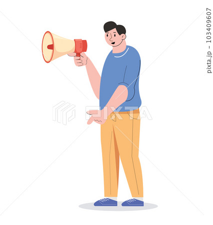 man holding megaphone. media marketing vector illustration man holding megaphone. media marketing vector illustration 103409607