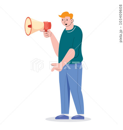 man holding megaphone. media marketing vector illustration man holding megaphone. media marketing vector illustration 103409608