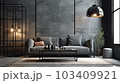 Interior design of a stylish, minimalistic and comfortable elegant living room on a white background 103409921