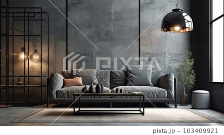 Interior design of a stylish, minimalistic and comfortable elegant living room on a white background Interior design of a stylish, minimalistic and comfortable elegant living room on a white background 103409921