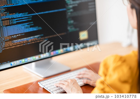 プログラミングを確認する女性ITエンジニア　顔無し　 103410778
