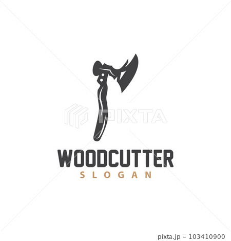 Ax Logo, Wood Cutting Tool Black Silhouette, Lumberjack Vector, Old Retro Vintage Minimalist Design, Icon Template Illustration Ax Logo, Wood Cutting Tool Black Silhouette, Lumberjack Vector, Old Retro Vintage Minimalist Design, Icon Template Illustration 103410900