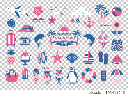 夏とビーチのイラストセット 103411046