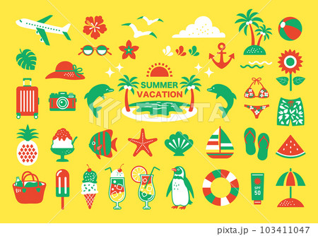 夏とビーチのイラストセット 103411047