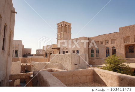 Al seef-old historical district with traditional Arabic architecture. 103411472
