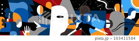 people of the future , virtual reality - abstract vector illustration 103411584