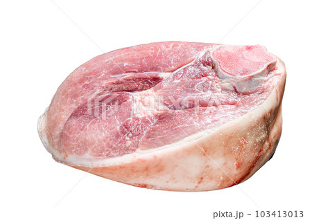 Raw pork ham cut. Leg meat. Isolated on white background. 103413013