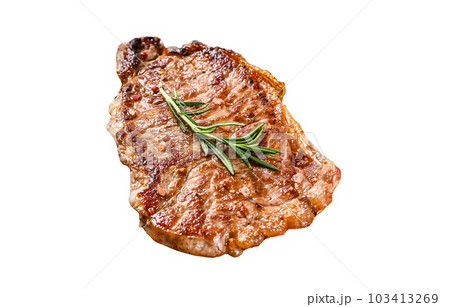BBQ Strip New York steak or striploin. Isolated on white background. 103413269