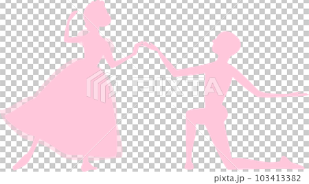 Pink silhouette of a ballerina dancing with two pas de deux Pink silhouette of a ballerina dancing with two pas de deux 103413382