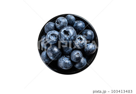 Blueberry in a white cup. antioxidant organic superfood. concept for healthy eating. Isolated on white background. 103413483