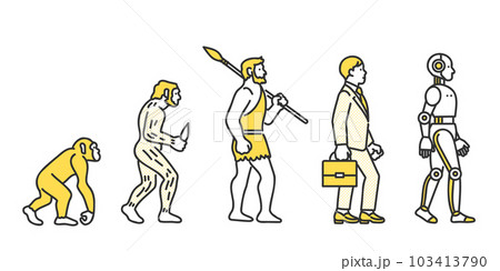進化論における猿からロボットまでのイメージイラスト素材 進化論における猿からロボットまでのイメージイラスト素材 103413790