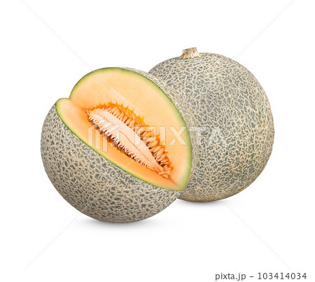 Fresh Cantaloupe isolated on white background Fresh Cantaloupe isolated on white background 103414034