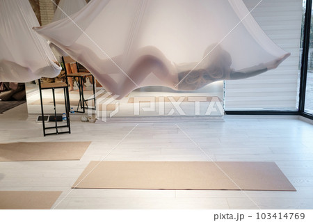 workshop of air yoga and stretching in yoga studio 103414769