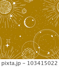 Celestial seamless pattern, boho moon, sun , star constellation Cosmos sign Esoteric magic 103415022