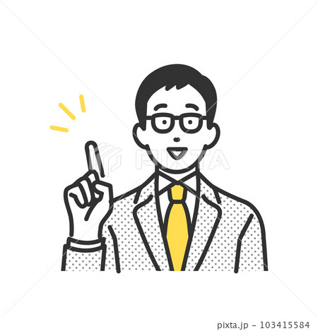指を指して説明をするビジネスパーソンの男性のイメージイラスト素材 指を指して説明をするビジネスパーソンの男性のイメージイラスト素材 103415584