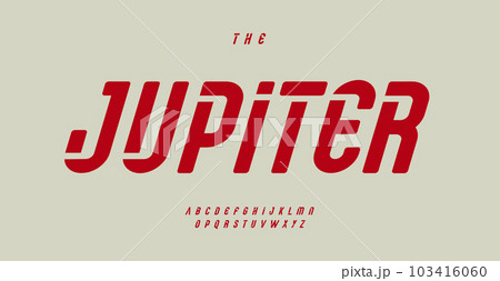 Bold Retro font. Italic, dynamic lettersi n Vintage, futuristic style. Perfect for logos. Unique stencil sport alphabet for headlines, lettering, logotypes. Vector typography 103416060