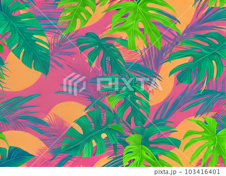 Tropical 3D pattern with neon colors. 103416401