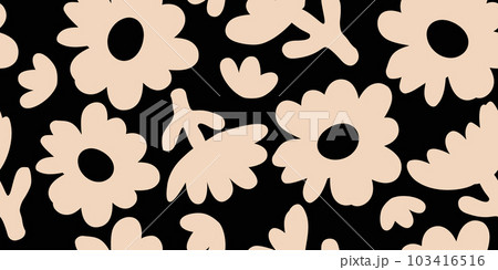 Hand drawn flowers, seamless patterns with floral for fabric, textiles, clothing, wrapping paper, cover, banner, interior decor, abstract backgrounds. 103416516