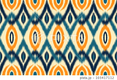 Ethnic abstract ikat art. Seamless pattern in tribal, folk embroidery, and Mexican style. Aztec geometric art ornament print. Design for carpet, wallpaper, clothing, wrapping, fabric, cover, textile. 103417112