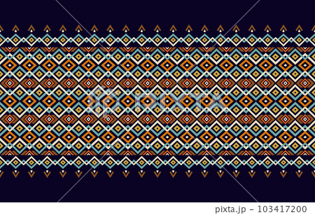 Ethnic abstract ikat art. Seamless pattern in tribal, folk embroidery, and Mexican style. Aztec geometric art ornament print. Design for carpet, wallpaper, clothing, wrapping, fabric, cover, textile. Ethnic abstract ikat art. Seamless pattern in tribal, folk embroidery, and Mexican style. Aztec geometric art ornament print. Design for carpet, wallpaper, clothing, wrapping, fabric, cover, textile. 103417200